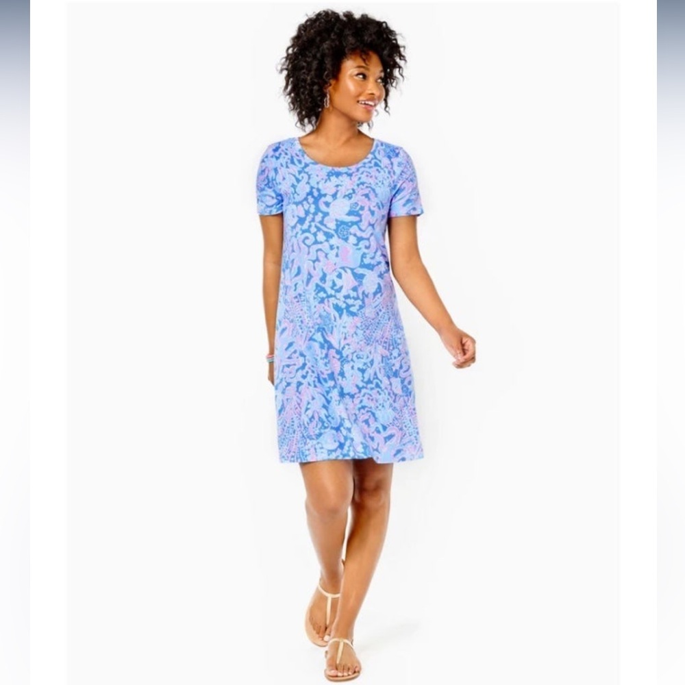 Lilly Pulitzer Dress Blue and Pink Patterned Women’s T Shirt Mini